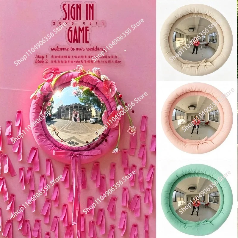 Ins Korean Style Convex Mirror, Dopamine Decor Mirror, Photo Booth Prop for Window Display & Still Life Soft Decoration