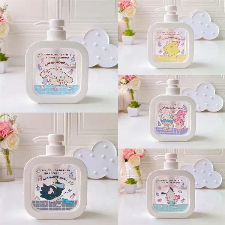 Cartoon Cute Girl Heart Kuromi Pressing Soap Pump Bottle Shower Gel Hand Wash Outdoor Travel Portable Packaging Empty Bottle