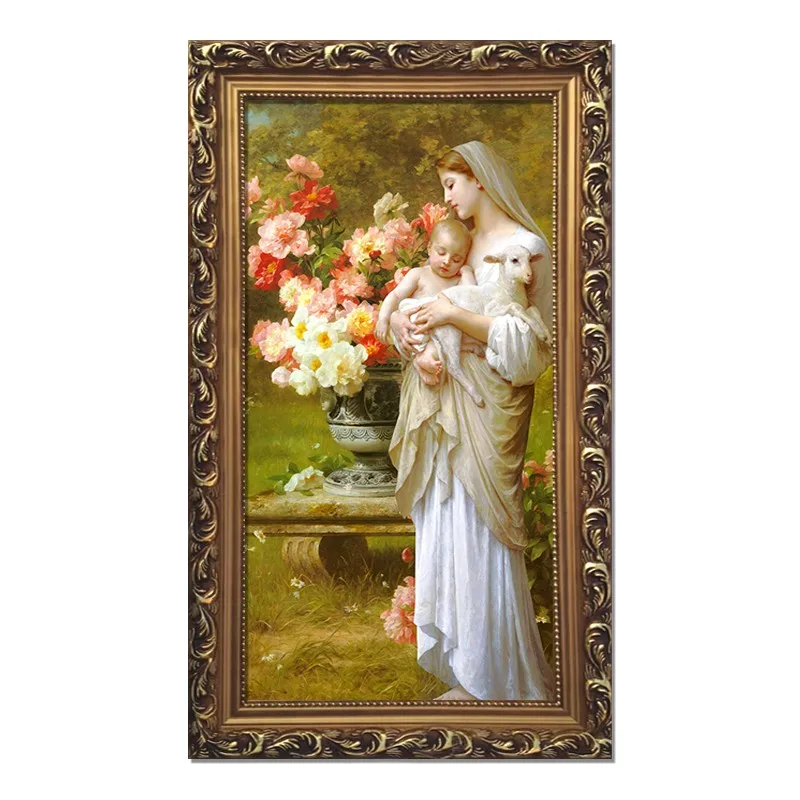 

Mary Holding Jesus Portrait Catholic Hanging Painting Christian Living Room Decorative Painting Hallway Background Wall Mural