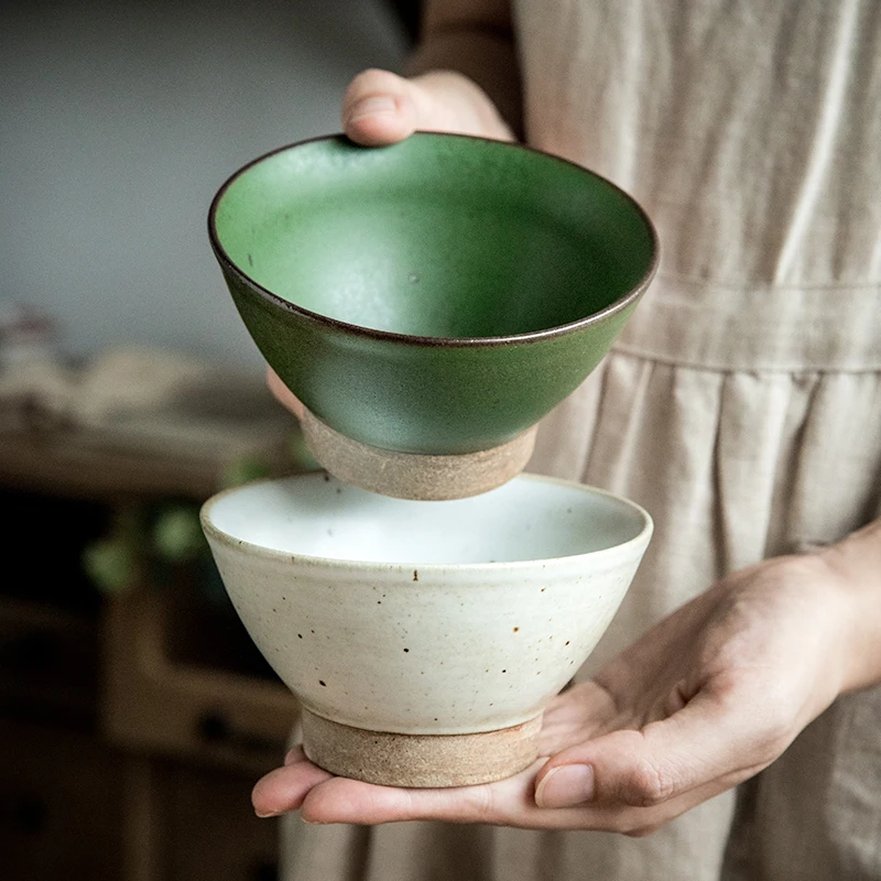 Featured Handmade Coarse Pottery Bamboo Hat Bowl Household Thickened Rice Bowl Retro Ceramic Bowl Personality Rice Bowl