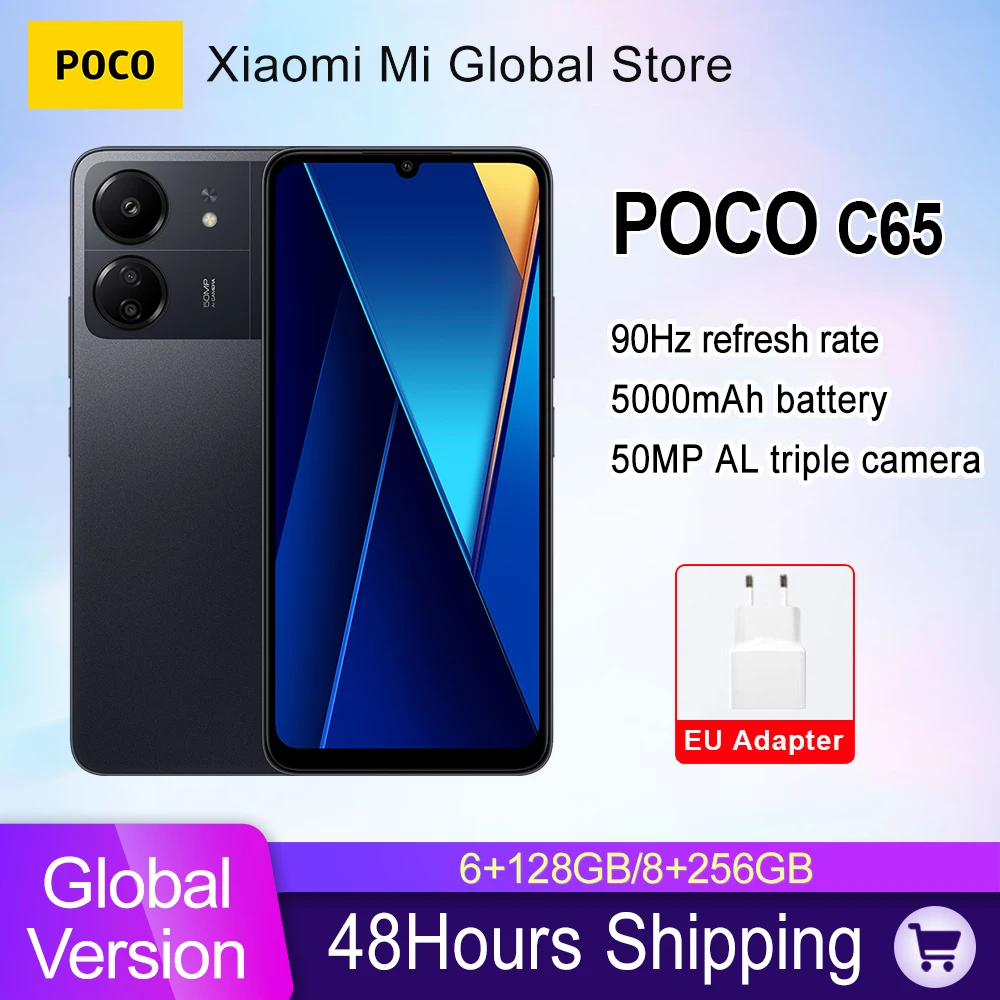 POCO-C65 versión Global, 128GB/256GB, MediaTek Helio G85, ocho núcleos, pantalla de 6,74 pulgadas, 90Hz, cámara de 50MP, 5000mAh, NFC