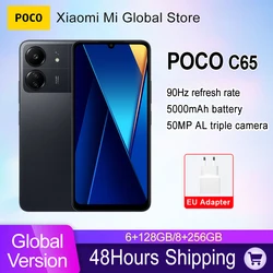 POCO-C65 versión Global, 128GB/256GB, MediaTek Helio G85, ocho núcleos, pantalla de 6,74 pulgadas, 90Hz, cámara de 50MP, 5000mAh, NFC