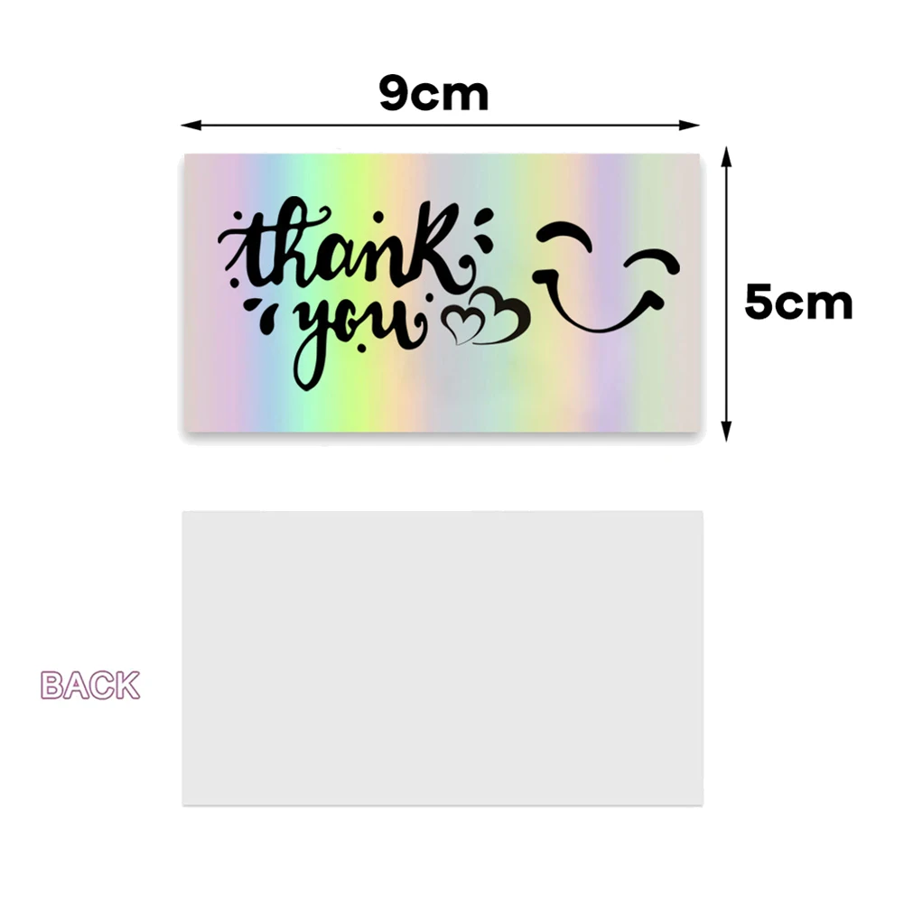 AF93-300Pcs Thank You Cards Small Business,6 Styles Thank You For Supporting Cards Holographic Thanks Greeting Cards