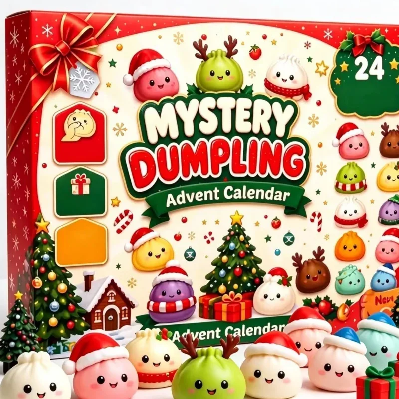 2026 Christmas Squishies Advent Calendar 24 Days Countdown Dumpling Squishy Stress Relief Fidget Mystery Surprise Gift Box Decor