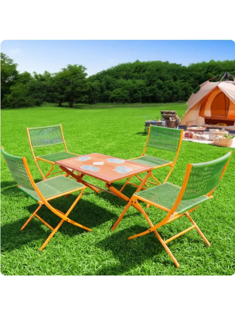 Outdoor folding  leisure chair portable camping table recliner rattan chair beach  balcony courtyard fishing stool