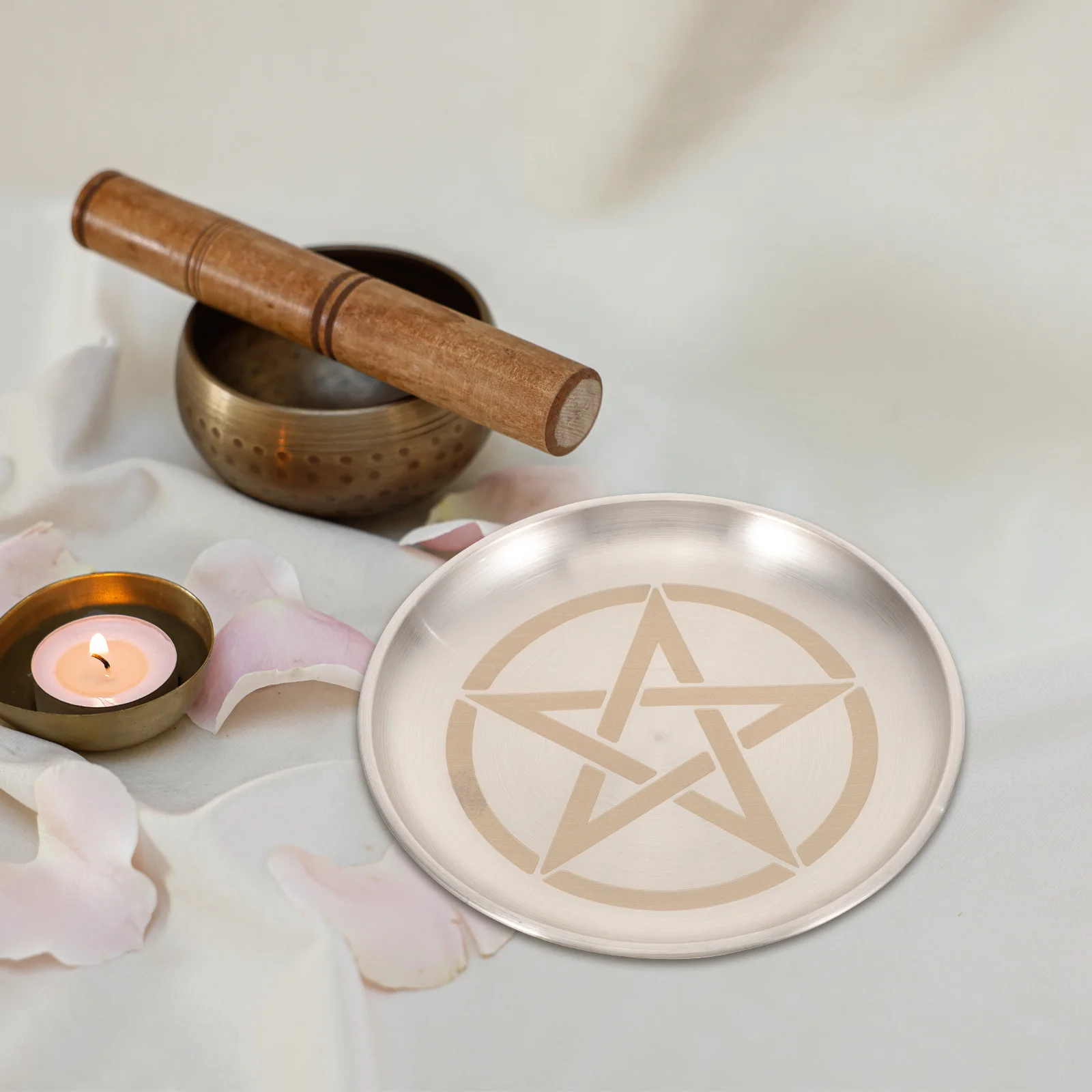 الخماسي نمط المعادن مذبح حامل صينية مجوهرات صينية تخزين المنزل طقوس عرض لوحة الخماسي #2