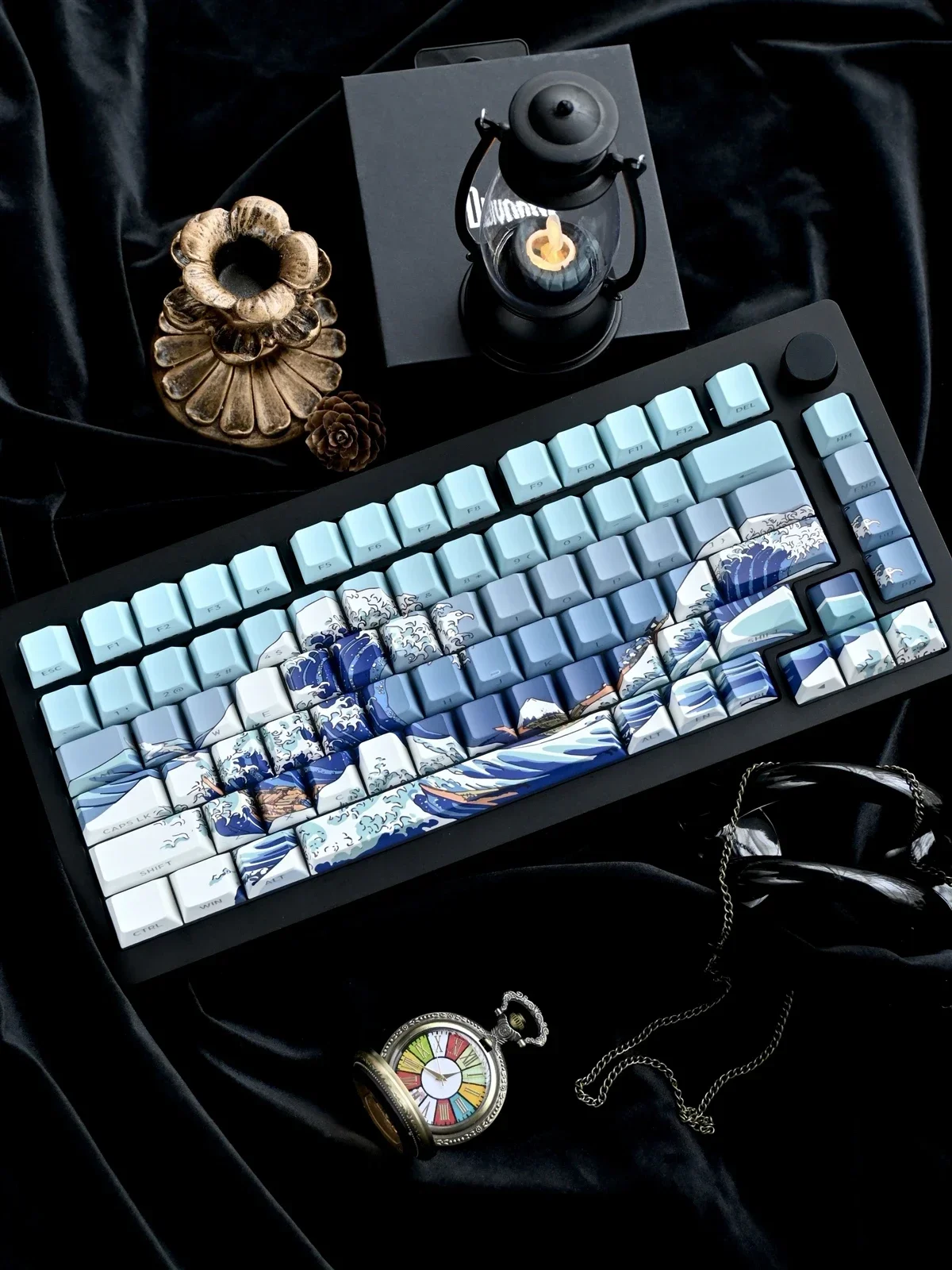 Ukiyo-e side engraved transparent keycap Original game PBT sublimation mechanical keyboard cap