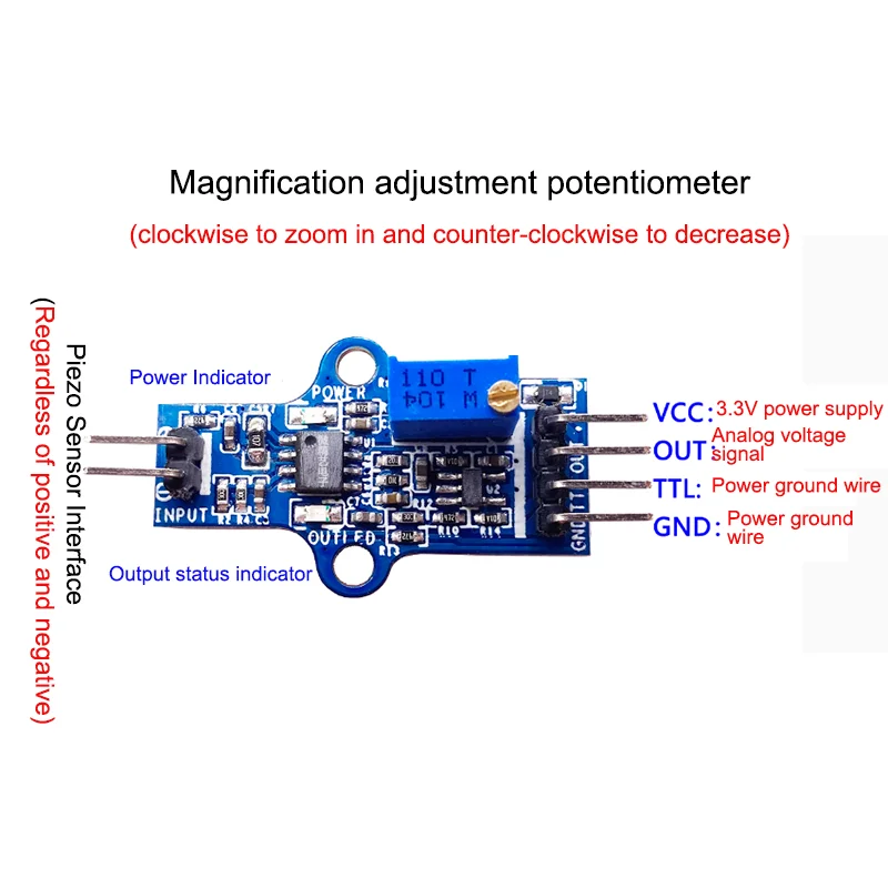 PVDF Piezo Film Sensor with Shielded Wire LDT0-028K Charge Amplification Module Kit