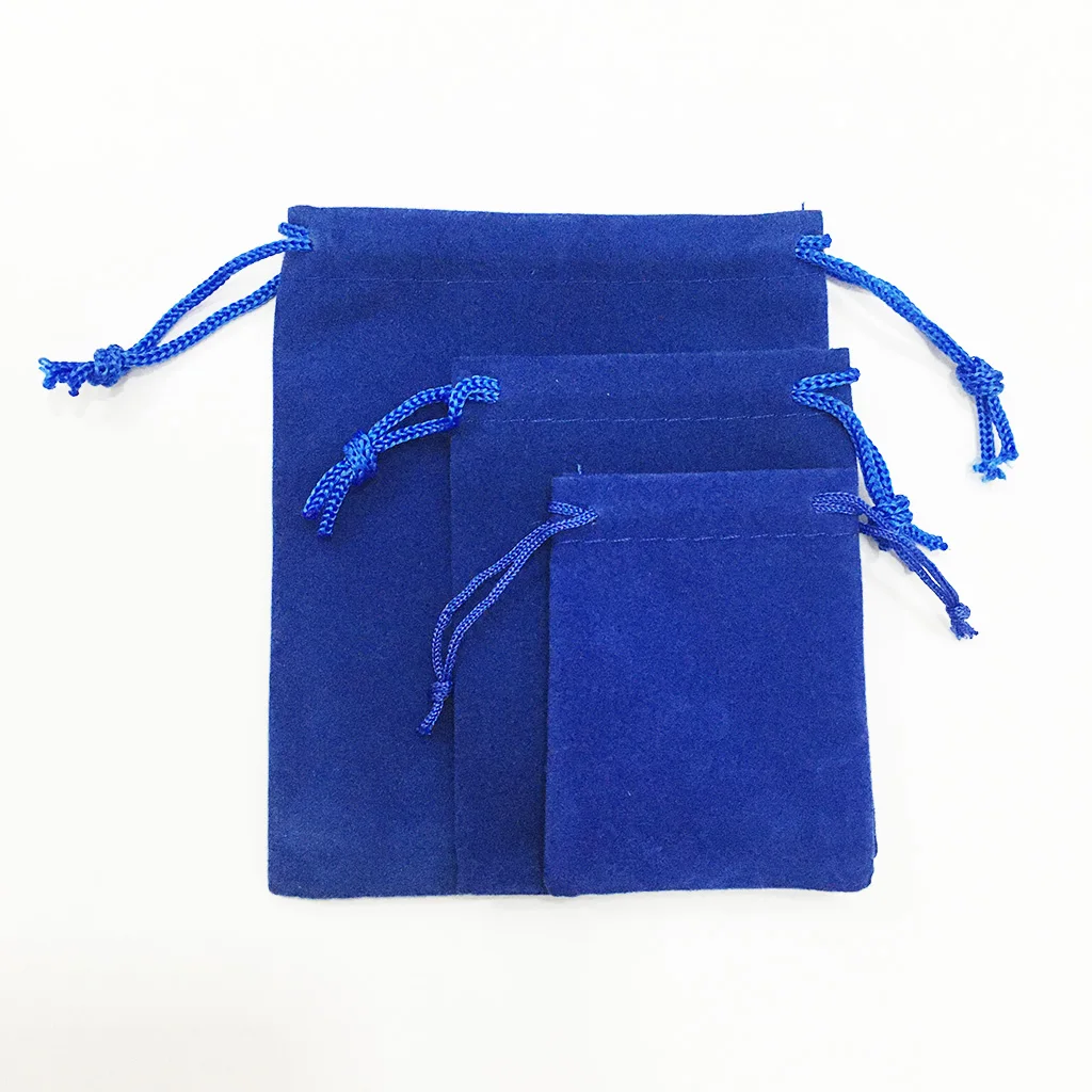 100 pz/lotto sacchetto di velluto sacchetti regalo blu scuro per confezionare coulisse in cotone 10*12cm 7*9cm 5*7cm cinturino per gioielli