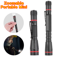 Mini LED Flashlight Portable Pen Light with Clip Zoomable Pocket XPE Medical Torch Waterproof AAA Battery for Emergency Camping