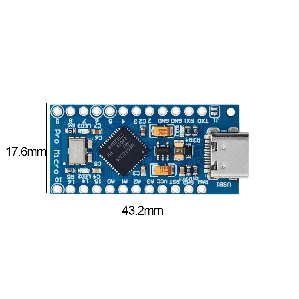 Modulo Micro Pro con intestazione pin a 2 file ATmega32U4 5V/16MHz Tipo-C Regolatore di tensione della scheda di sviluppo per Arduino IDE V1.0.1