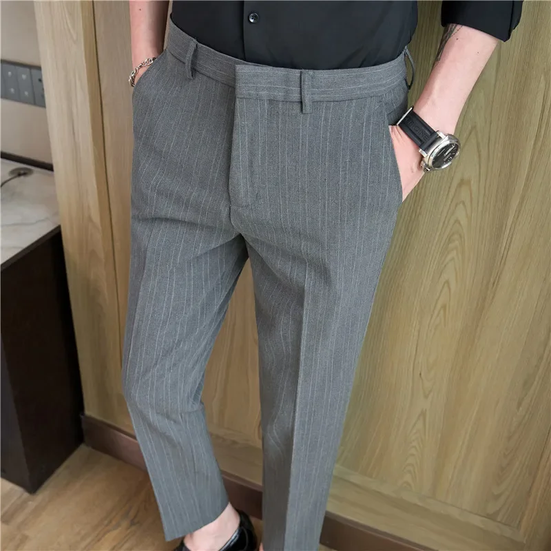 Men Dress Pants Trousers 2024 Spring Business Casual Formal British Style Slim Office Social Suit Pants High Quality Streetwear