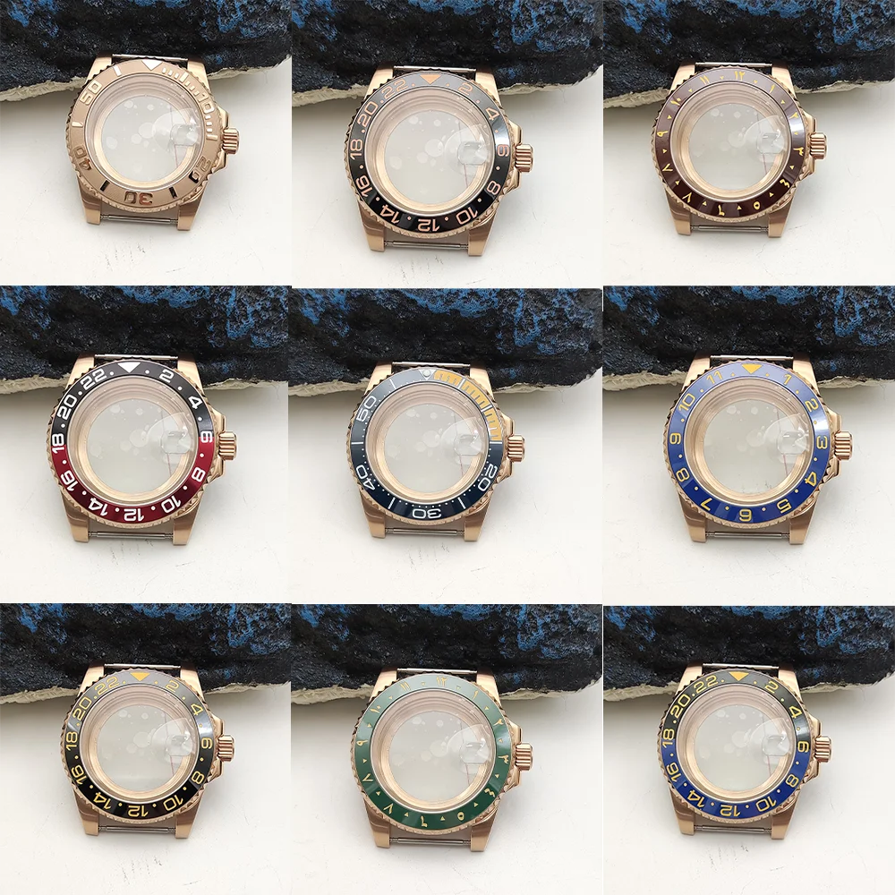 

40mm NH35/36 Watch Case Stainless Steel Transparent Bottom Sapphire Glass Men's Watch Parts for SUB GMT Yacht-Master Replacement