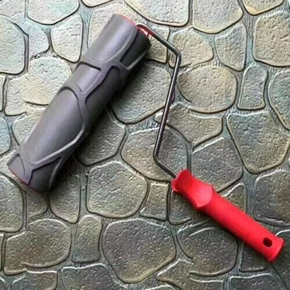 1Pcs Concrete Cement 10 'Landscape Curb' Imprinted Texture Roller Silver Red