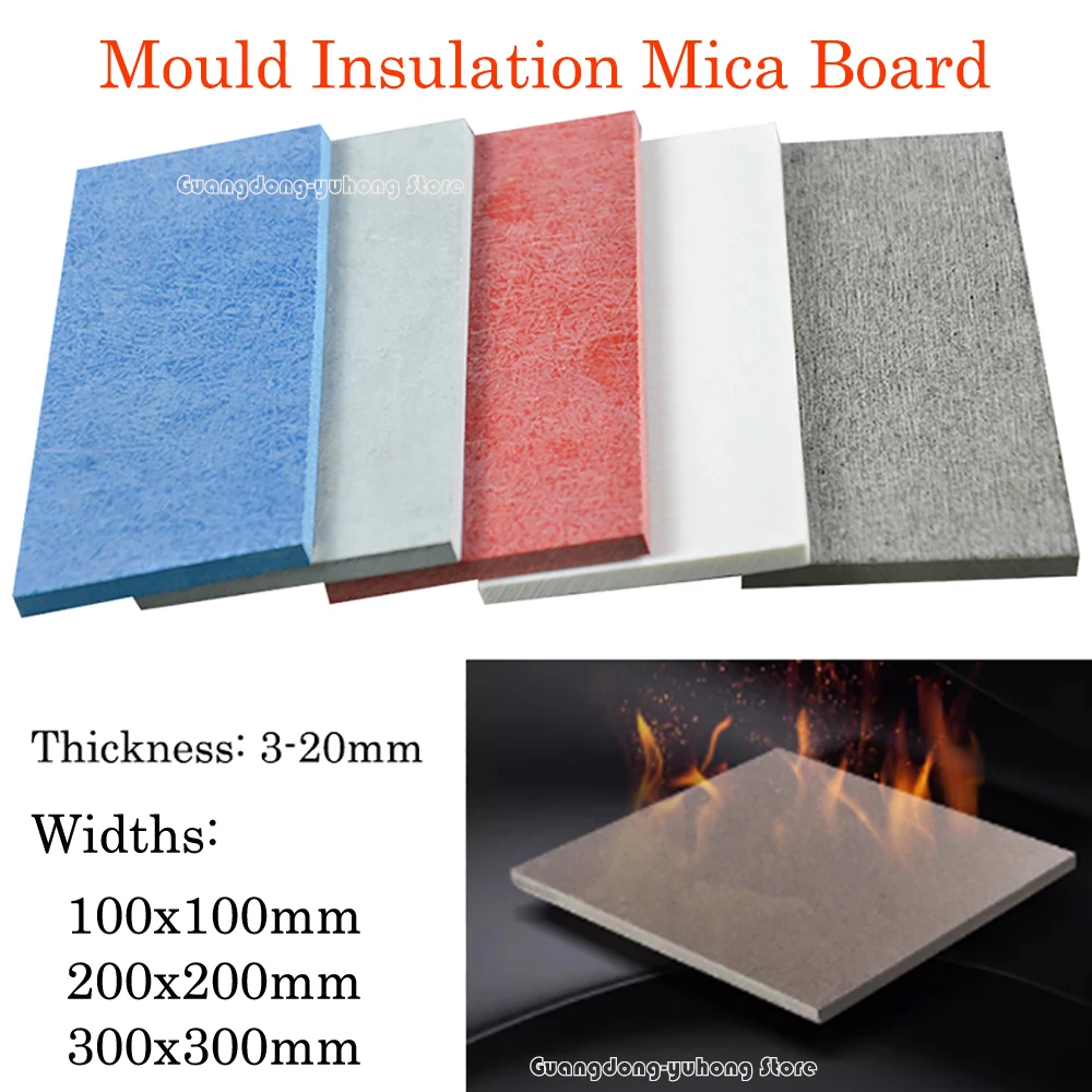 3-20mm High Temperature Resistant Mica Sheet 1000 Degrees Celsius Fireproof Insulation Mica Board Mold Thermal Barrier 100-300mm