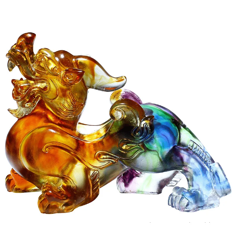 

Glazed handicrafts Xingjia Wangcai Pixiu ornament pair
