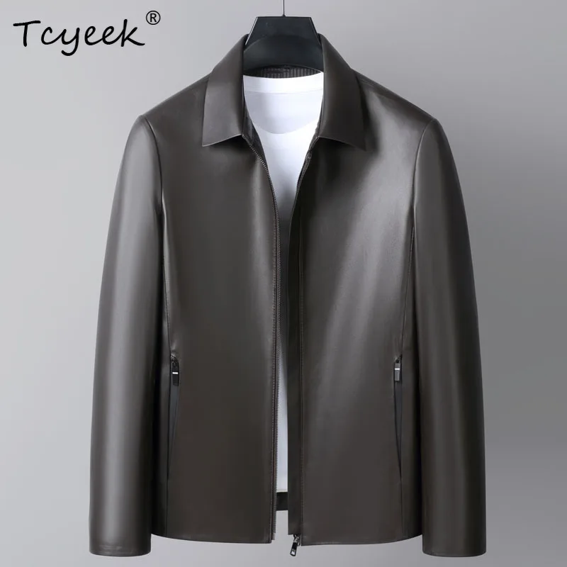 

Tcyeek куртка из натуральной овчины, мужская весенне-осенняя одежда, деловые повседневные мужские пальто, модные Jaqueta De Couro 2025