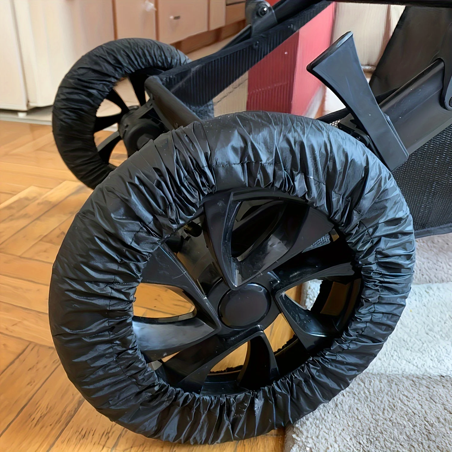 4PCS Baby Stroller Wheel Covers Polyester Dustproof Protector Easy Clean Home Entrance Outdoor Travel Stroller Accessories