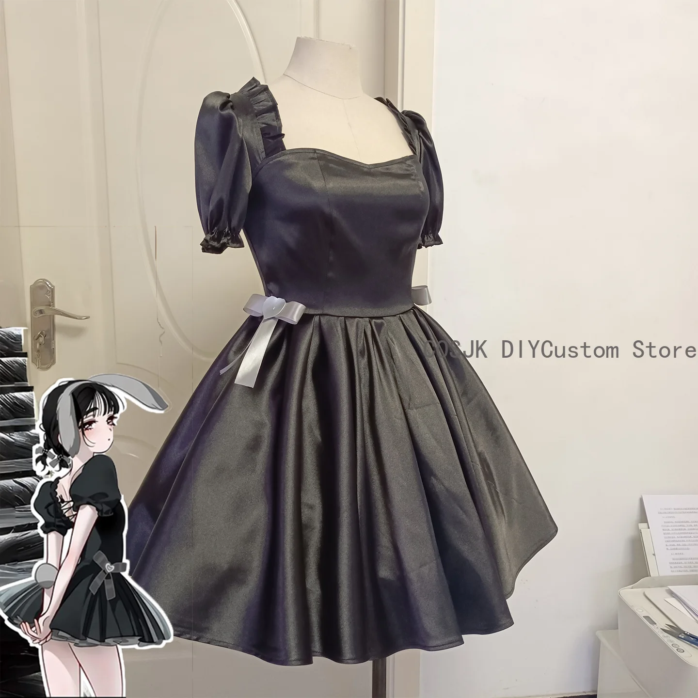 2026 لعبة الغريبة المرحلة سوا لعبة تأثيري حلي أنيمي فستان أسود أزياء الهالوين للنساء رجل فستان كامل ملابس الحفلات