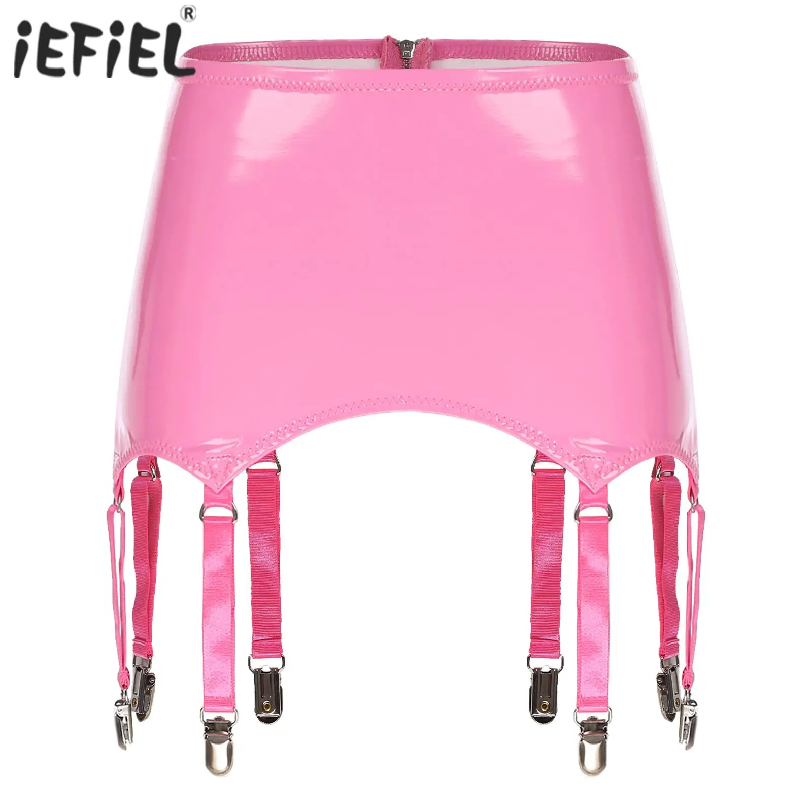 Giarrettiere in pelle verniciata da donna con clip in metallo per calze intimo Lingerie Punk Gothic Clubwear Intimates accessori