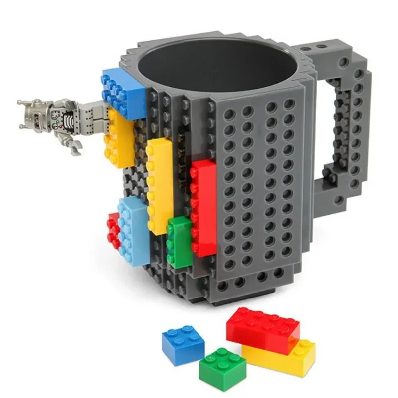 1Pc Build-On Brick Mug Building Blocks Coffee Cup DIY Funny Block Mug Portable Drinkware Drinking Mug 12oz 4 Colors