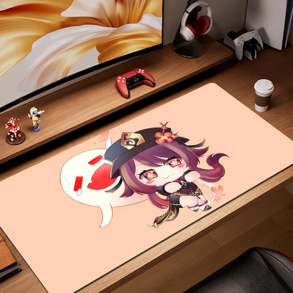 

Hot Cute Kawaii Genshin Impact Hu Tao Mouse Pad Large Gaming Mousepad HD Printing Rubber Deskmat Pc Accessories Desk Protector