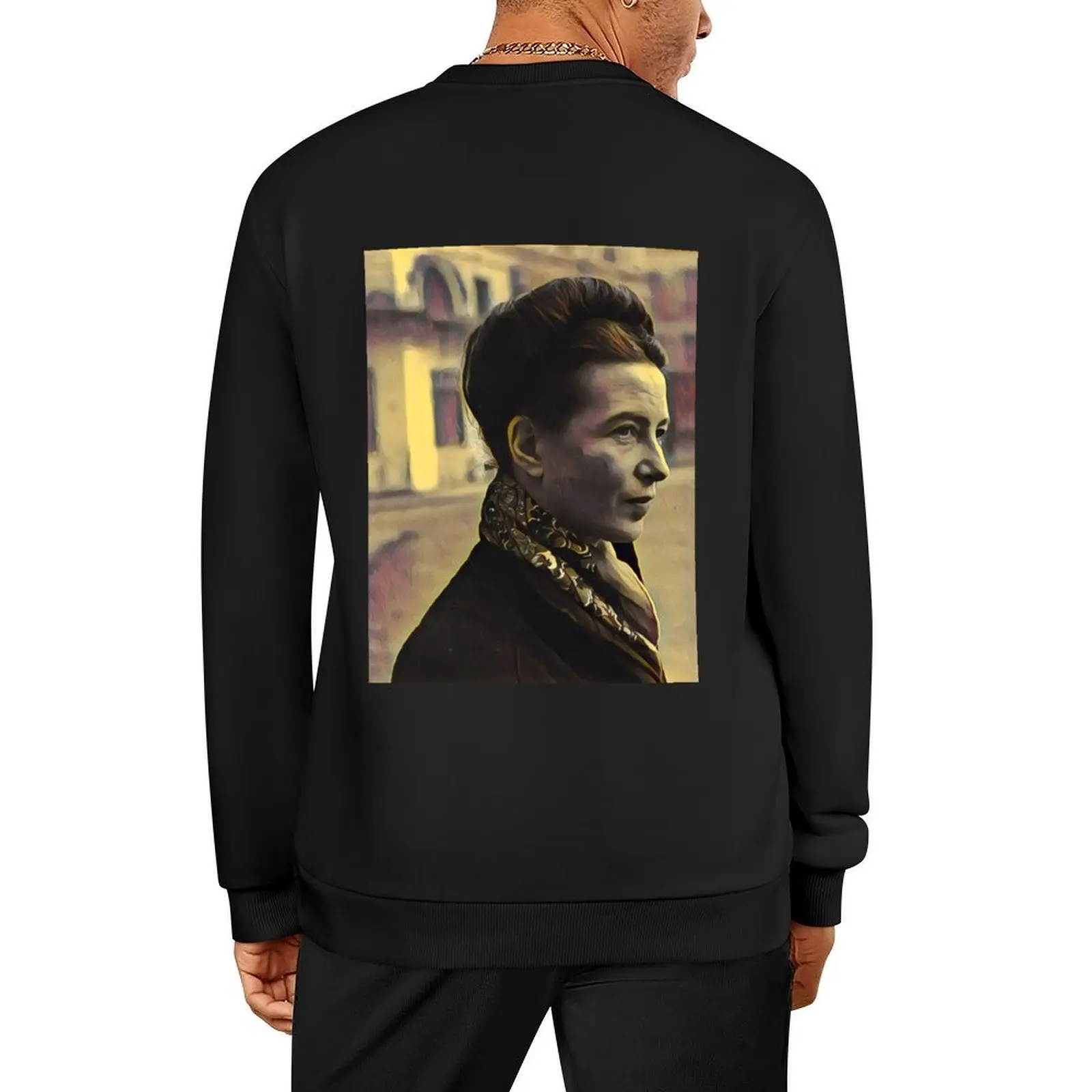 

Simone de Beauvoir - stylized Pullover men's clothes korean clothes blouse mens clothes hooded sweatshirt for men