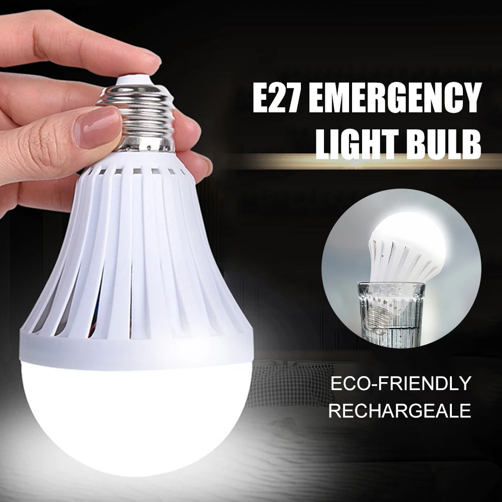 Emergency Rechargeable Light Bulb E27 9W/12W LED Light Bulb for Power Outage with Hook Switch for Home Camping Outdoor Activity