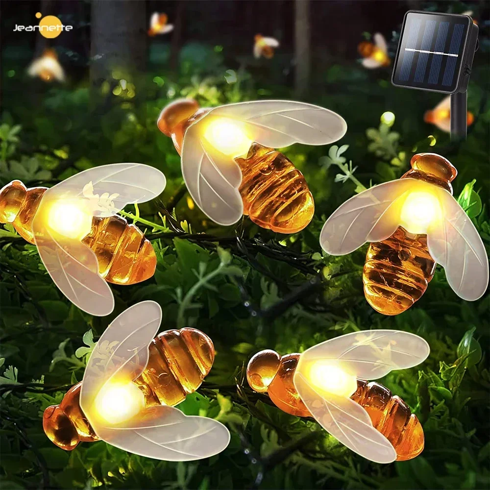 

Solar Garden Lights 7M 50LED Cute Bee Outdoor Waterproof Wedding Home Fairy Decor Patio Party Garden Xmas Decorations Warm White