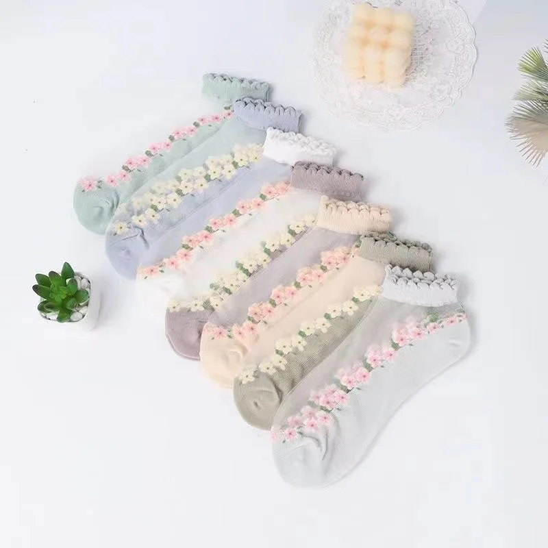 10 Stück Transparente Blumen-Knöchelsocken, Rüschenrand Atmungsaktive Netzsocken für den Täglichen Sommergebrauch, Lässige & Niedliche Fußbekleidung für Frauen & Mädchen – Detail 6