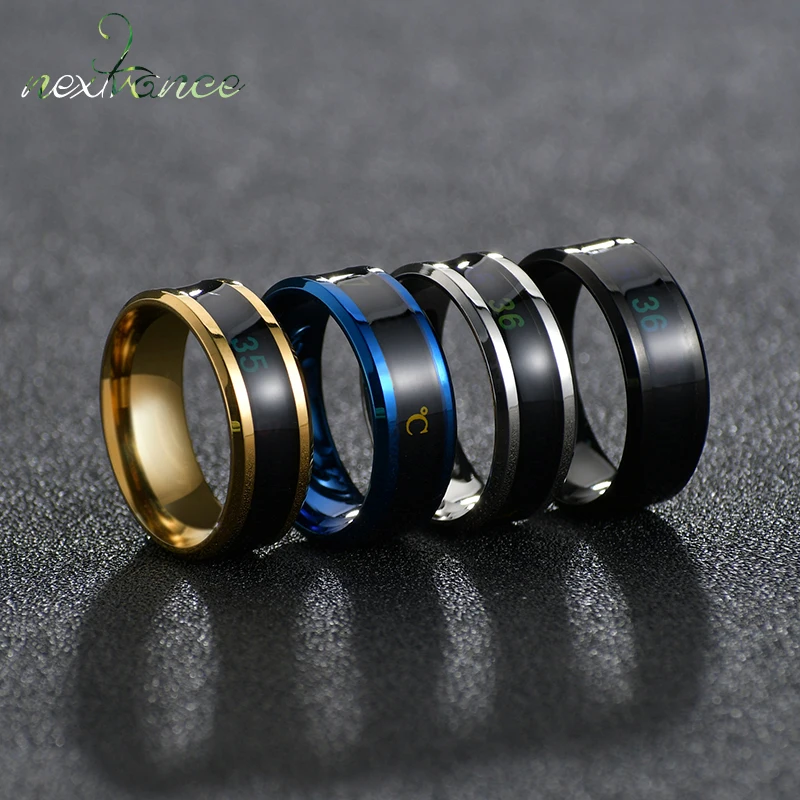 Smart Stainless Steel Multifunctional Ring For Couples Mood Changes Color From Waterproof Body Temperature Measuring Ring