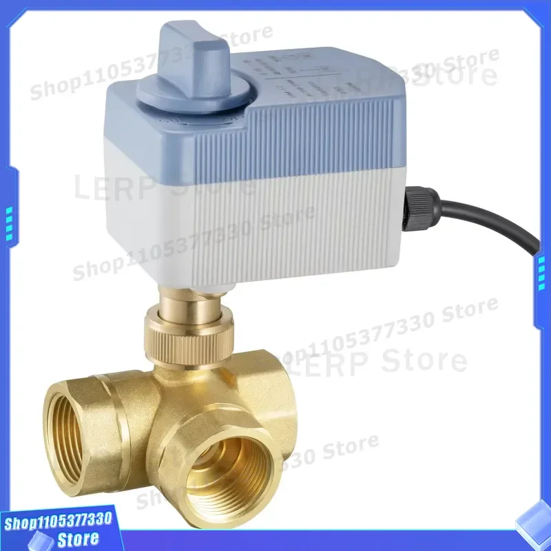 Brass Electric Ball Valve 1/2 Inch 3 Way IP65 Waterproof 220V 12V 24V 3 Wire 2 Control With Manual Switch OEM Custom Service