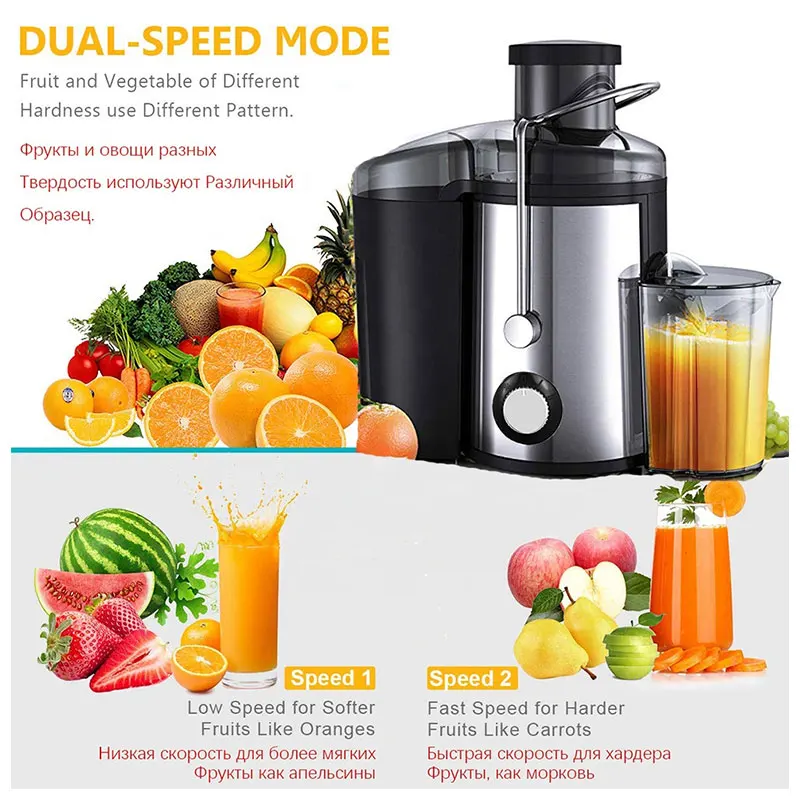 Most Popular Automatic Household Slow Juicer Blender Stainless Steel Juicer Vegetables & Fruits Extractor Cold Press Juicer