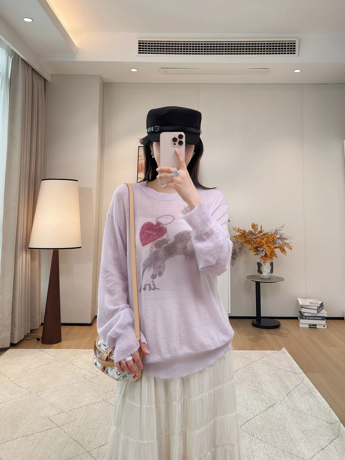 

Ladies Long Sleeve Knitted Woolen T-Shirt Cashmere Yarn Print Loose Fit Slimming Frayed Casual Style Fashion Top