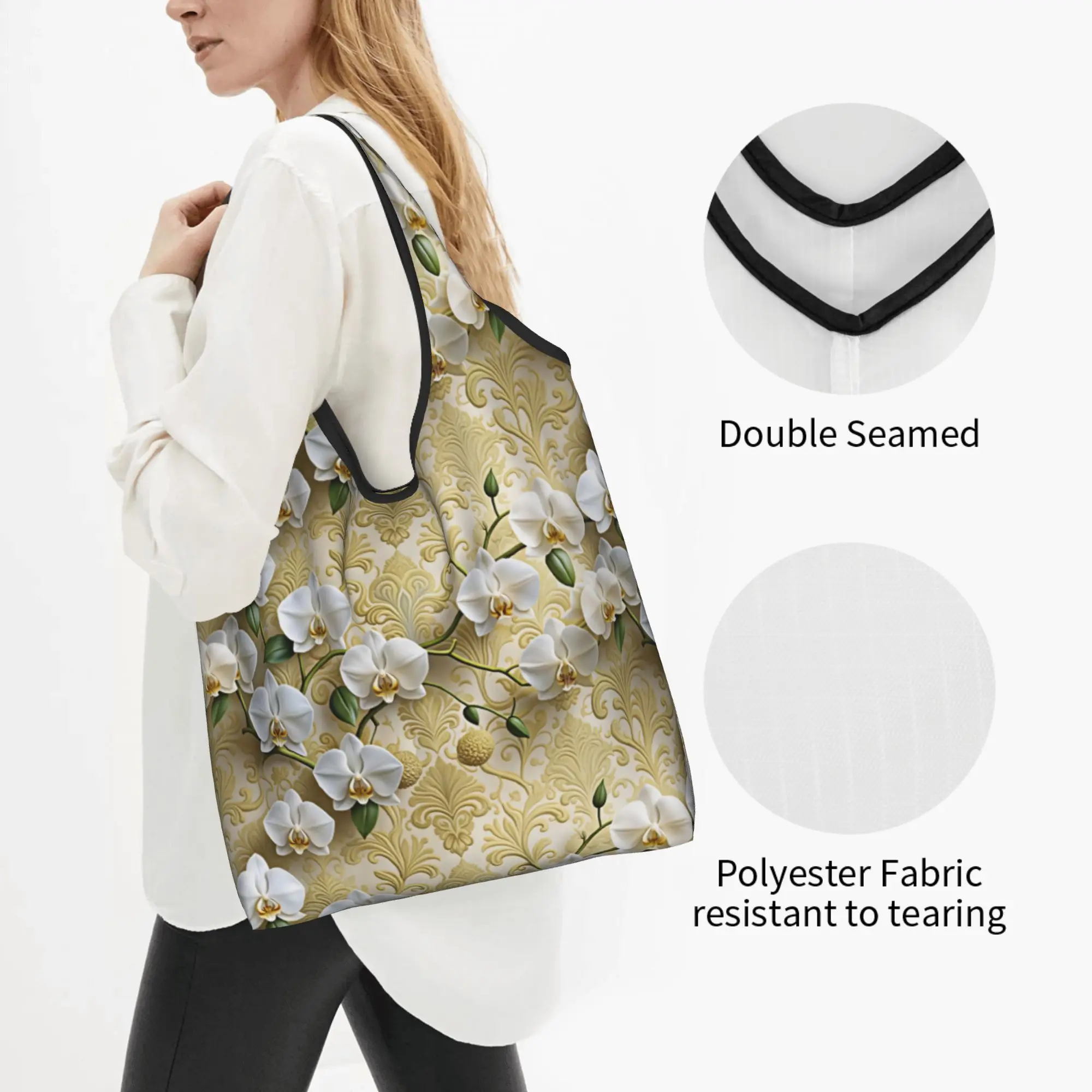 Custom Fashion Trend 3D Flowers Shopping Bags Women Portable Large Capacity Groceries Luxury High 3D Floral Tote Shopper Bags