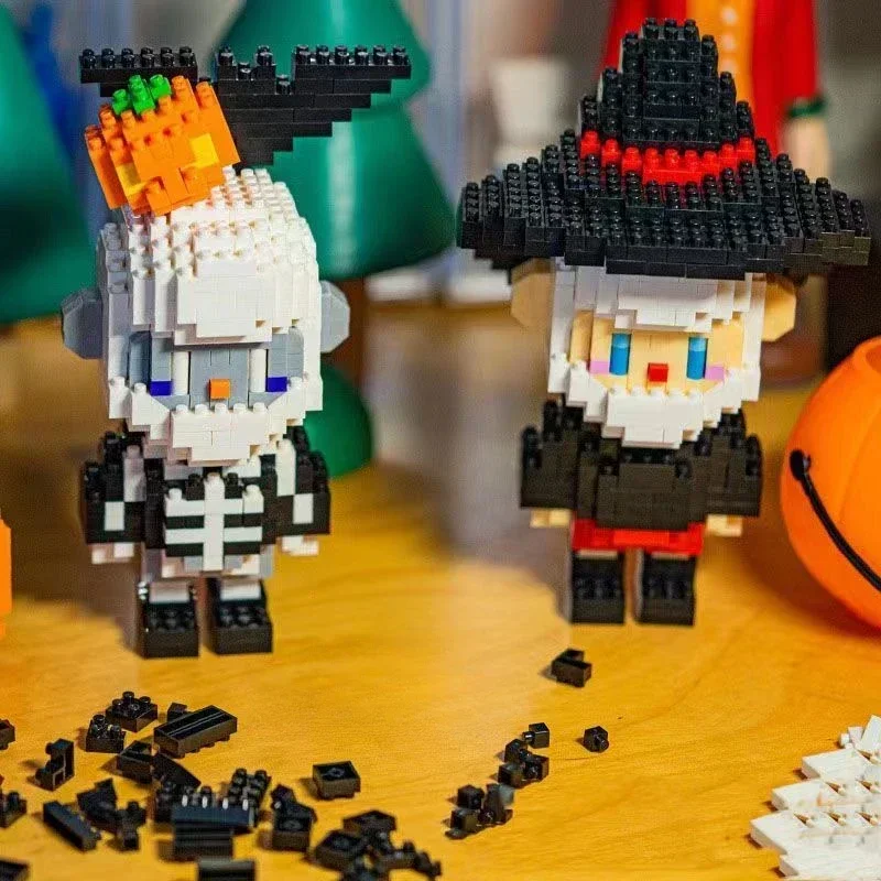 Small particle building block Halloween mischievous pumpkin wizard skeleton children's puzzle puzzle puzzle toy