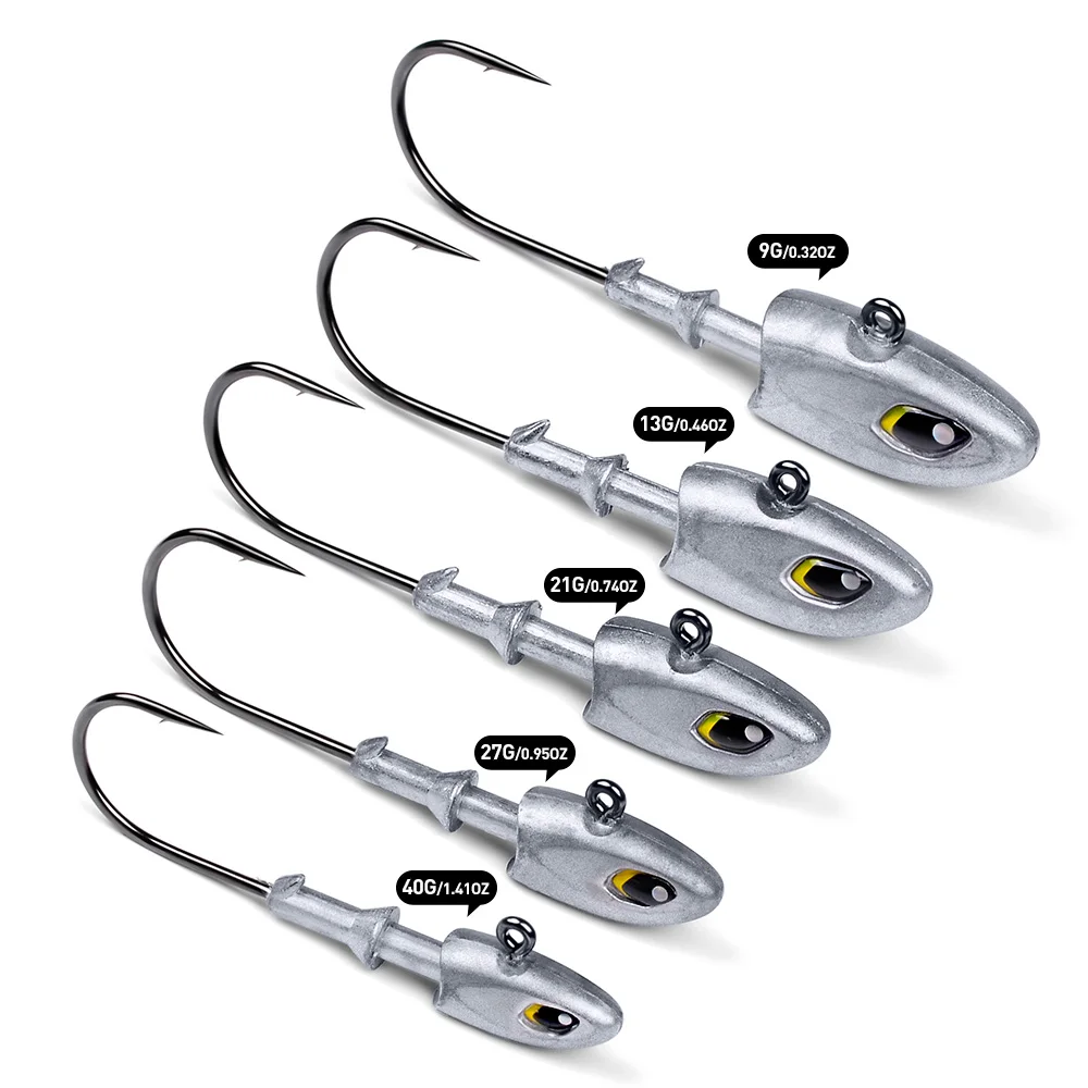 Sunlure Hochkarbon-Stahl 3D Fischaugen-Haken mit Widerhaken 2/3/5 Stück Bleikopf-Jighaken für Weichköder Bass Salzwasser-Angelausrüstung – Detail 10