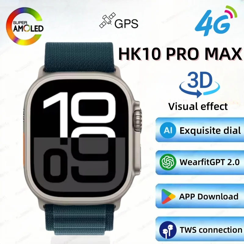 

HK10 Pro Max Plus Смарт-часы для мужчин AMOLED AI Network Music AOD Фитнес-трекер Женские умные часы для iOS Android