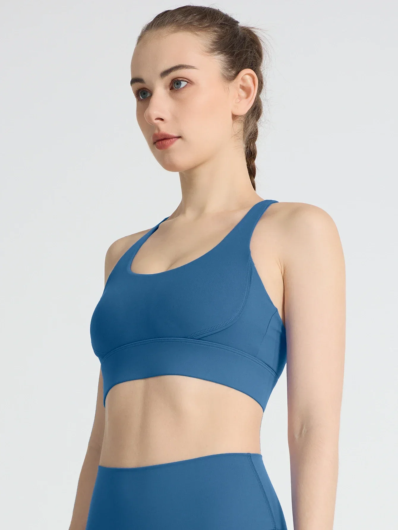 New Women's Sports Bra High Elasticity Cross Back Adjustable Buckles Shockproof Comfortable Running Outdoor Fitness Sports Vest