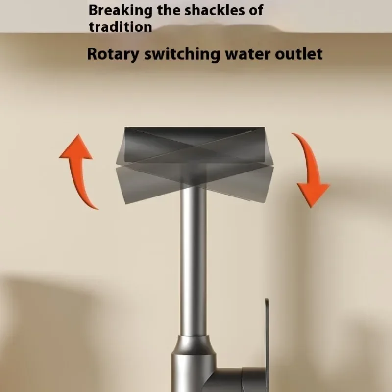 Grifo de cocina de lluvia de acero inoxidable, rociador de cascada giratorio extraíble, grifo mezclador para fregadero 360 ° Accesorios para grifos con caño giratorio