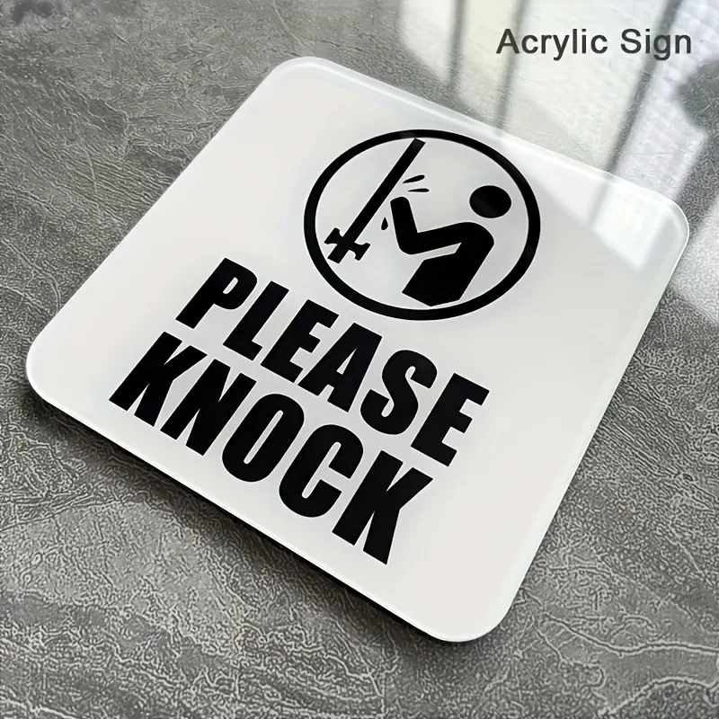 English Please Knock Acrylic Sign Indoor Door Prompt Plate Household Room Decorative Reminder Wall Identification Label Plaque
