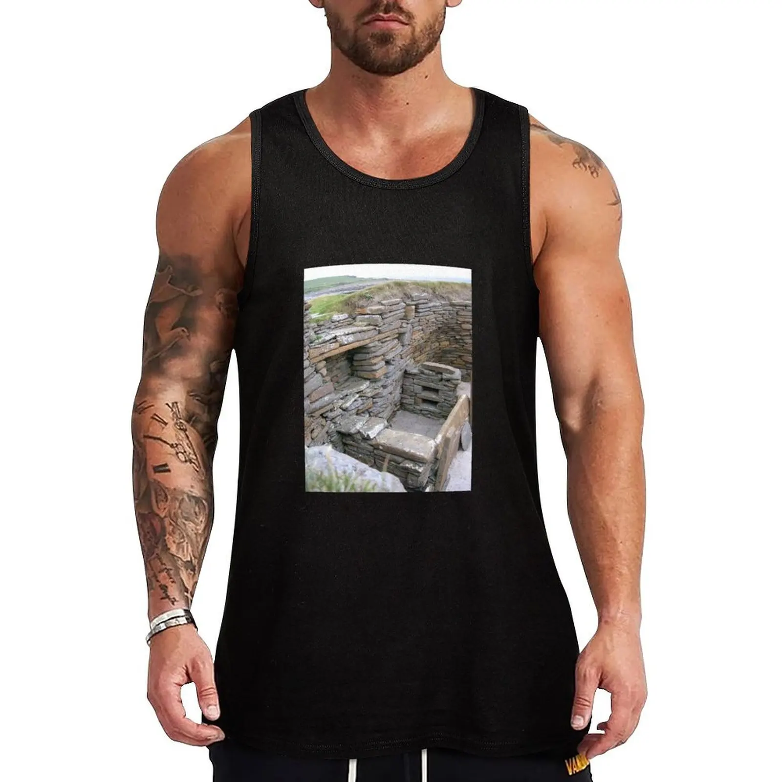 Interior of Neolithic house, Skara Brae Tank Top cotton t-shirts man quick-drying t-shirt Man sleeveless shirt