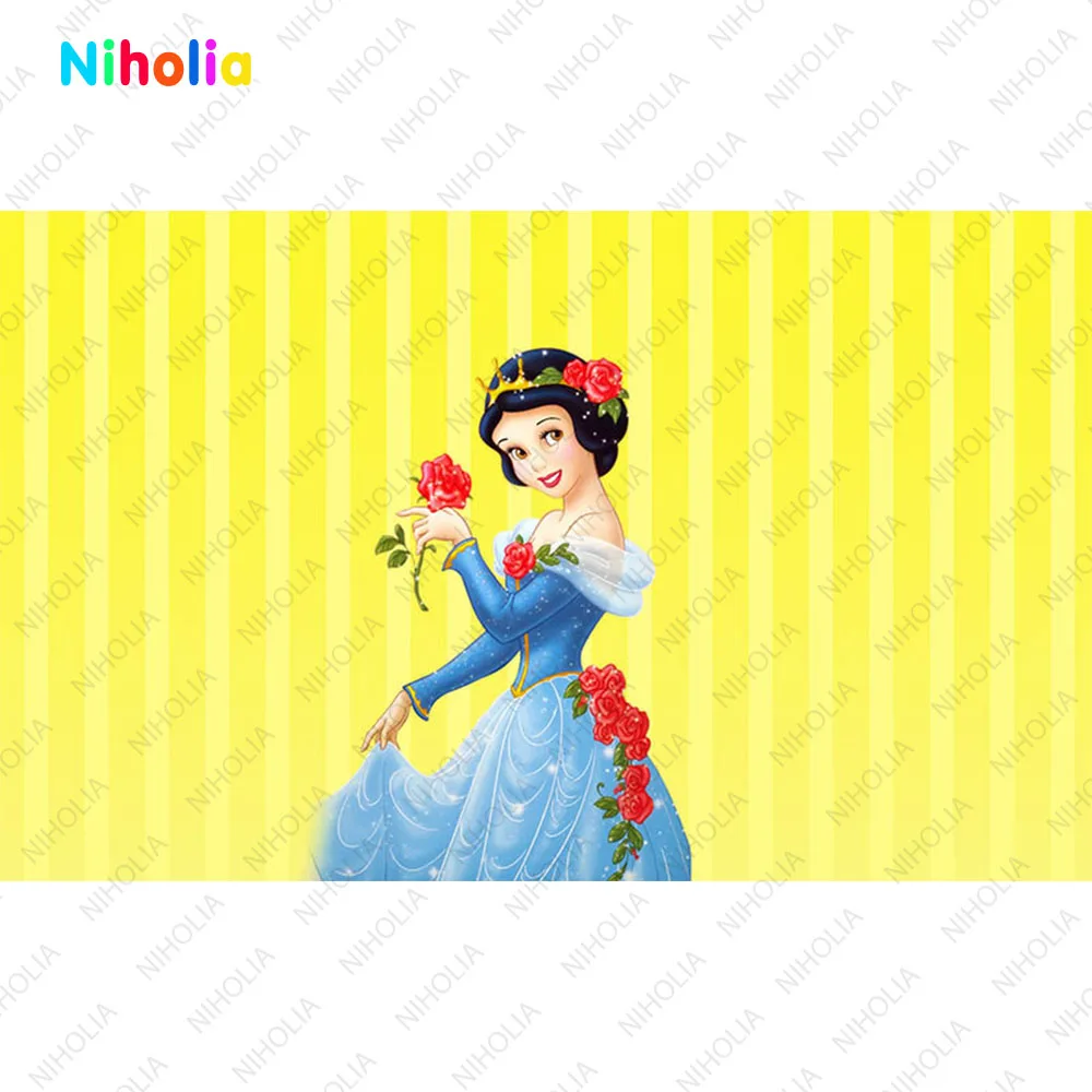 Disney Snow White Princess Backdrops Girl Birthday Party Decoration Round Cover Photozone Background Wedding  Pedestal Cylinder