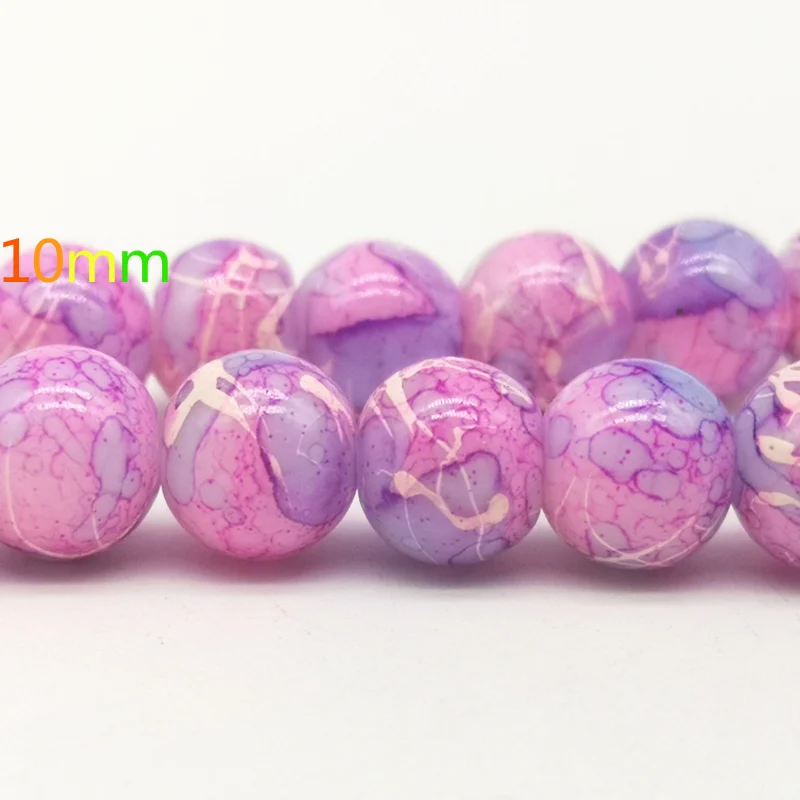 Wholesale 4/6/8/10mm Salad Glass Beads Loose Spacer Painted Charm For Jewellery Making Diy Bracelet &Necklace