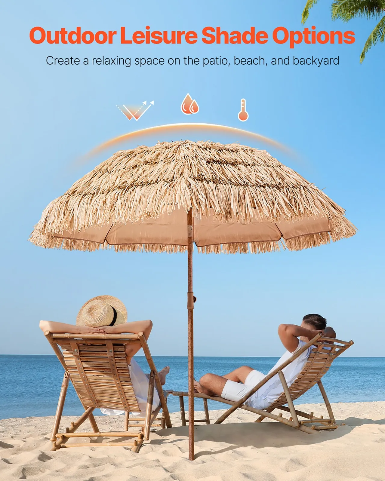 

Umbrella Thatched Patio Umbrella 6.5 ft Poolside Patio Beach Umbrella