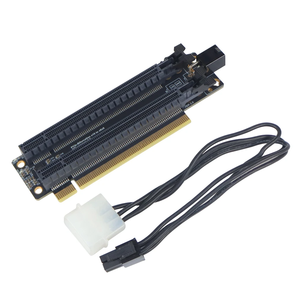 Imagem -02 - Placa de Expansão Pci-e 4.0x16 a Placa Dividida Gen4 Bifurcação Pce X16 a X8x8 com Slots Espaçados de 20 mm Porta de Fonte de Alimentação Cpu4p