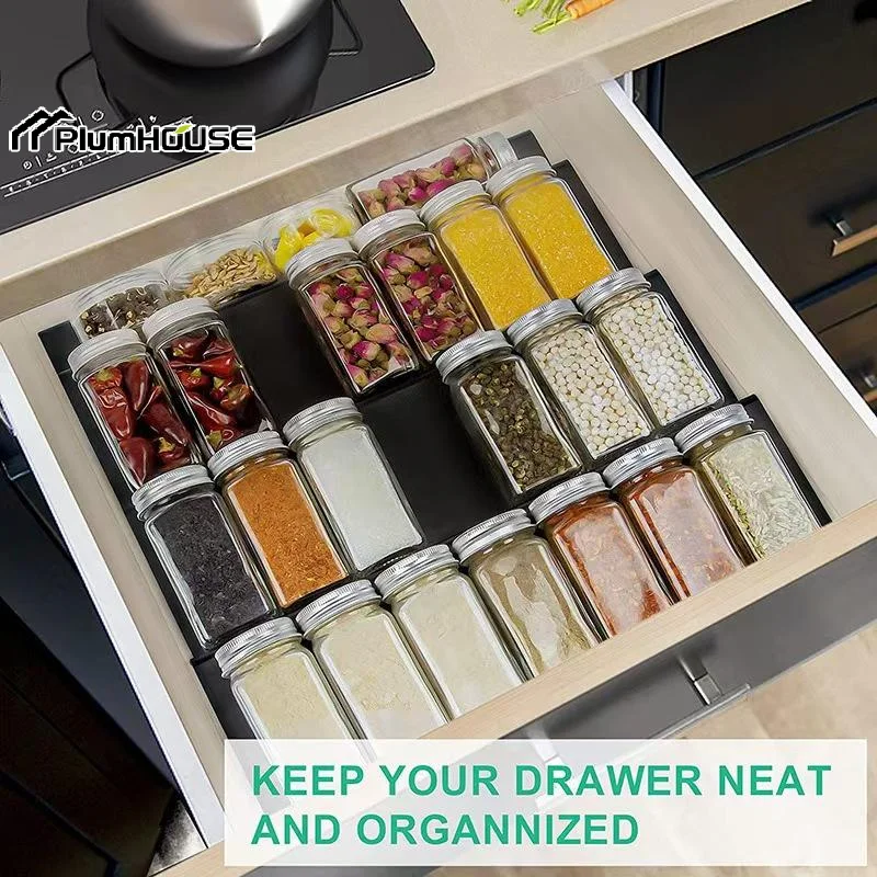 2/4/8Pcs Kitchen Spice Drawer Organizer Adjustable Spice Rack For Spice Jars Seasoning Bottles Cabinet Pantry Kitchen Organiser