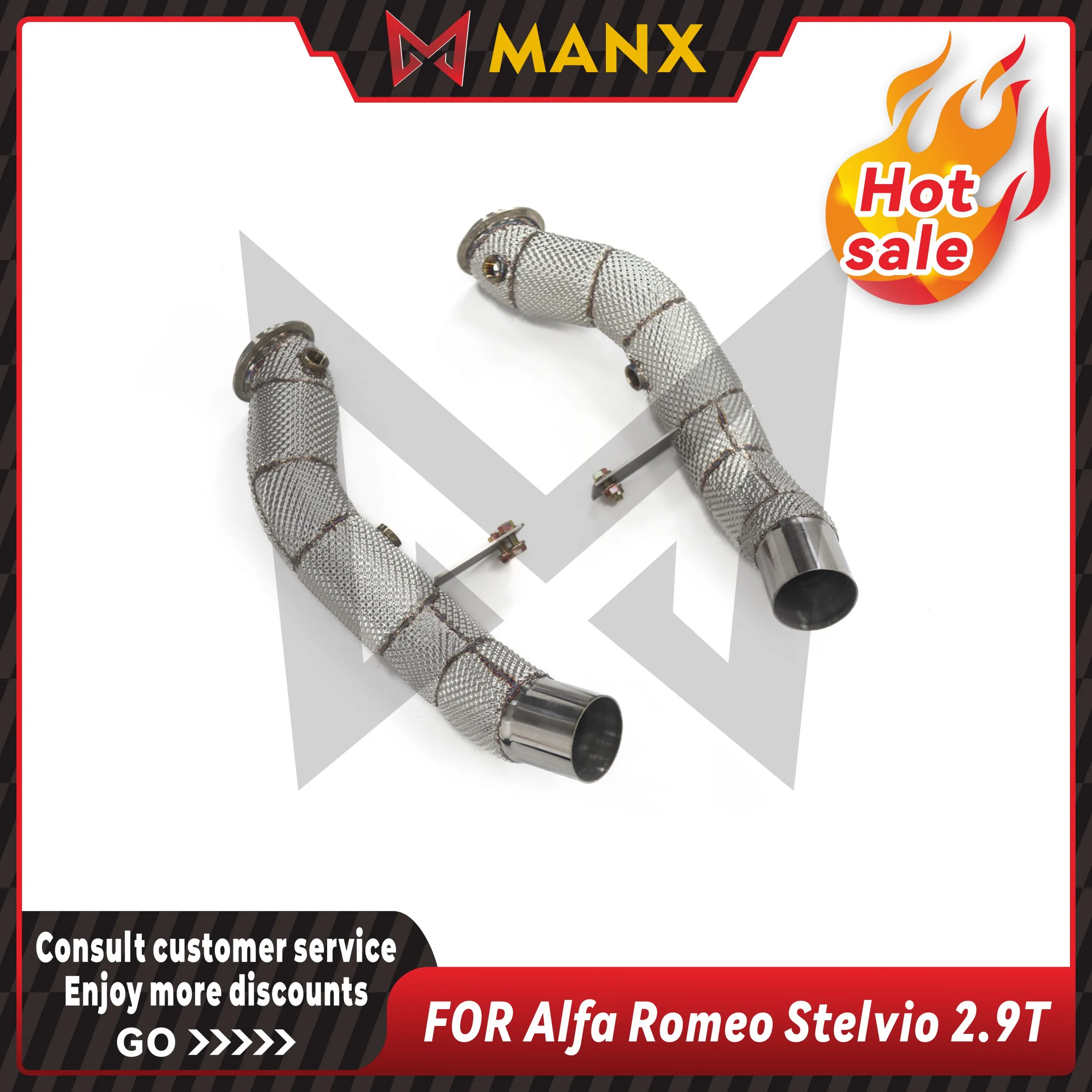 

Catalyzed Downpipe Catless Downpipe for Alfa Romeo Giulia 2.9T Performance Auto Exhaust pipe with heat shield