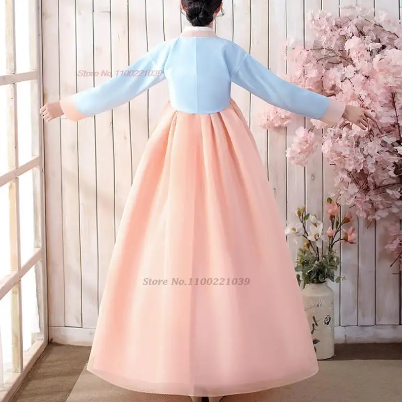 2025 korean traditional dress hanbok women banquet dress elegant stage performance costume oriental flower embroidery dress