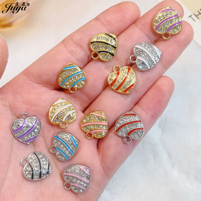10 teile/los Kristall Emaille Sweet Heart Charm Anhänger für DIY handgemachte Ohrringe Schmuck machen Ergebnisse liefert Zubehör – Detail 1